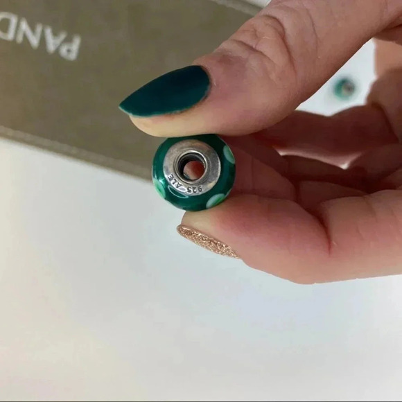 Pandora Jewelry Turquoise Flower Glass Charm - Picture 7 of 8